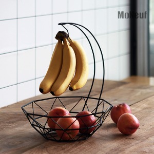 [모네프] 과일바스켓 블랙파우더 메탈바스켓 바나나걸이 브레드박스 주방정리용품